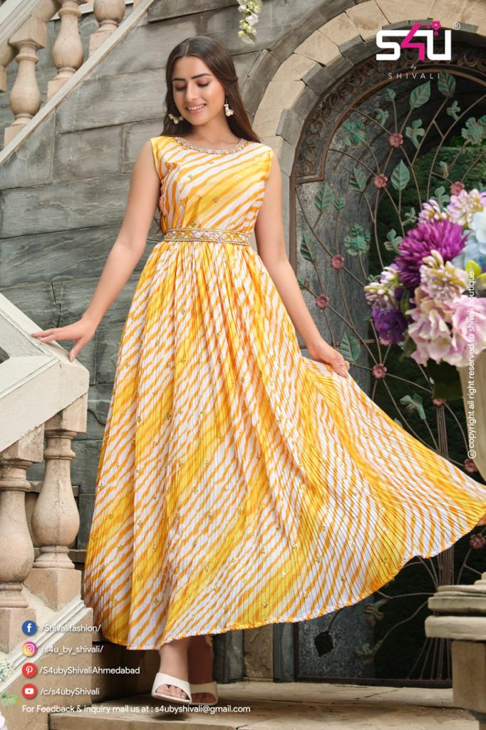 S4u Shivali Rangrez  01 Chinon Stylish Designer Gorgeous Look Party Wear Long Kurti
