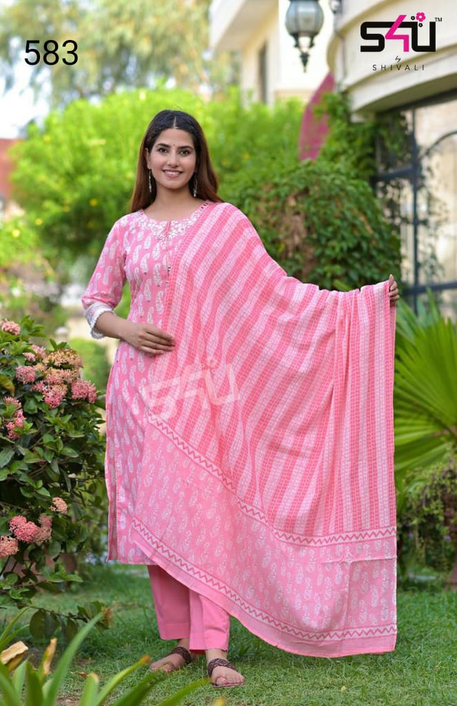 S4u Shivali Dno 572 Fancy Stylish Designer Gorgeous Look Kurti With Pant And Duptta