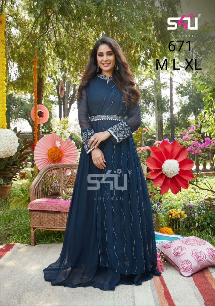 S4u Shivali Festive Daires Dno 671 Fancy Designer Partywear Kurtis