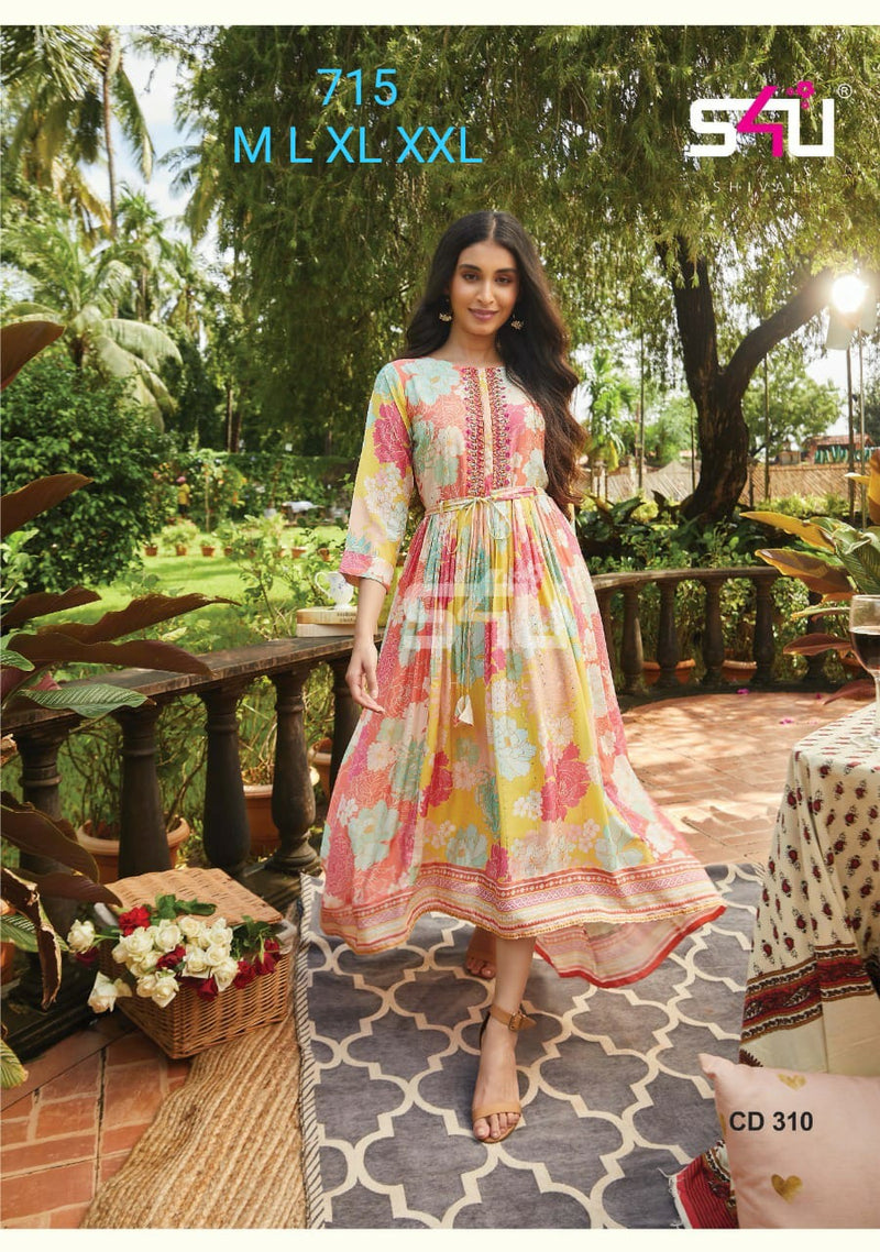 S4u Shivali Dno 715 Fancy Stylish Printed Designer Wear Kurti