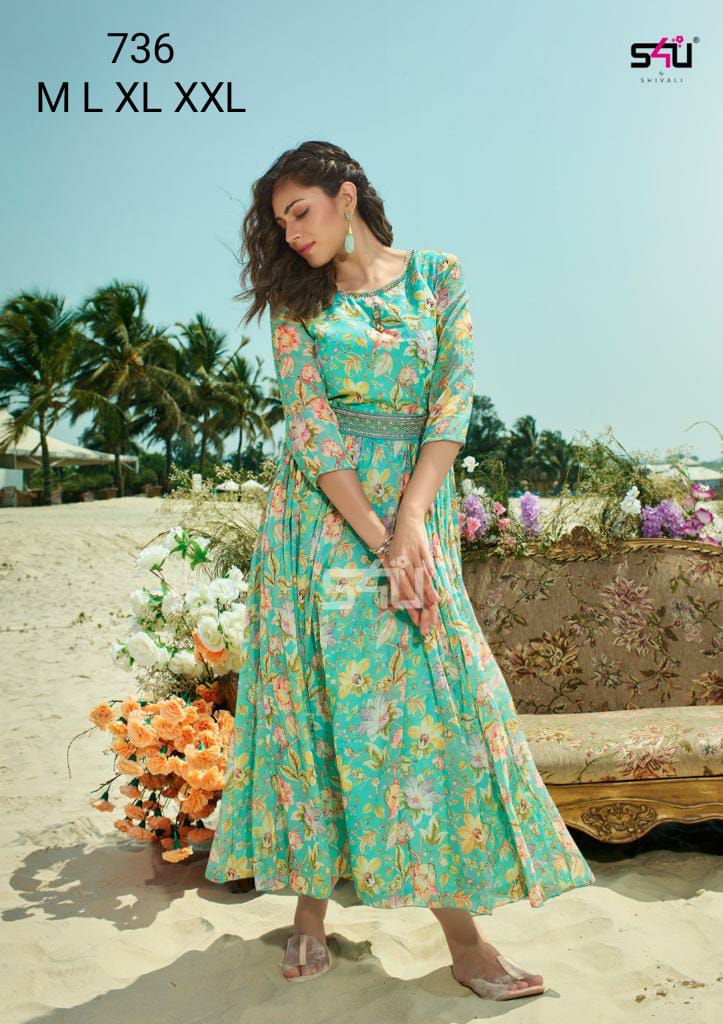 S4u Shivali Dno 736 Fancy Stylish Designer Long Graceful Look Kurti