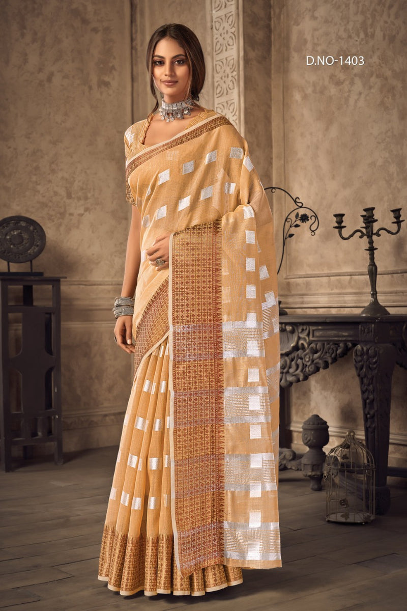 Sangam Print Aafreen Dno 1403 Linen Designer Wear  Saree