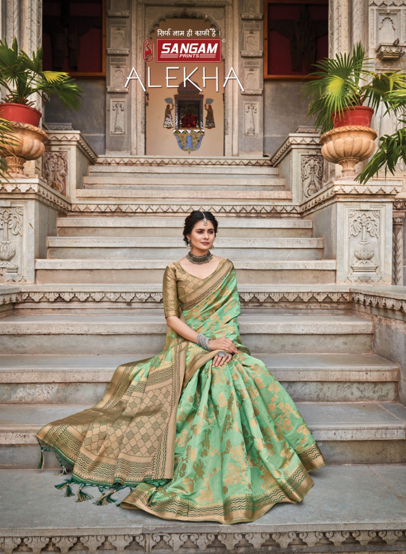 Sangam Prints Alekha Silk Stylish Designer Gorgeous Festival Look Heavy Saree