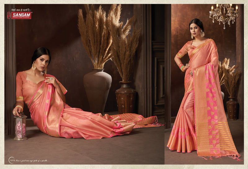 Sangam Prints Chandrika Organza Stylish Designer Festival Wear Printed Saree Collection