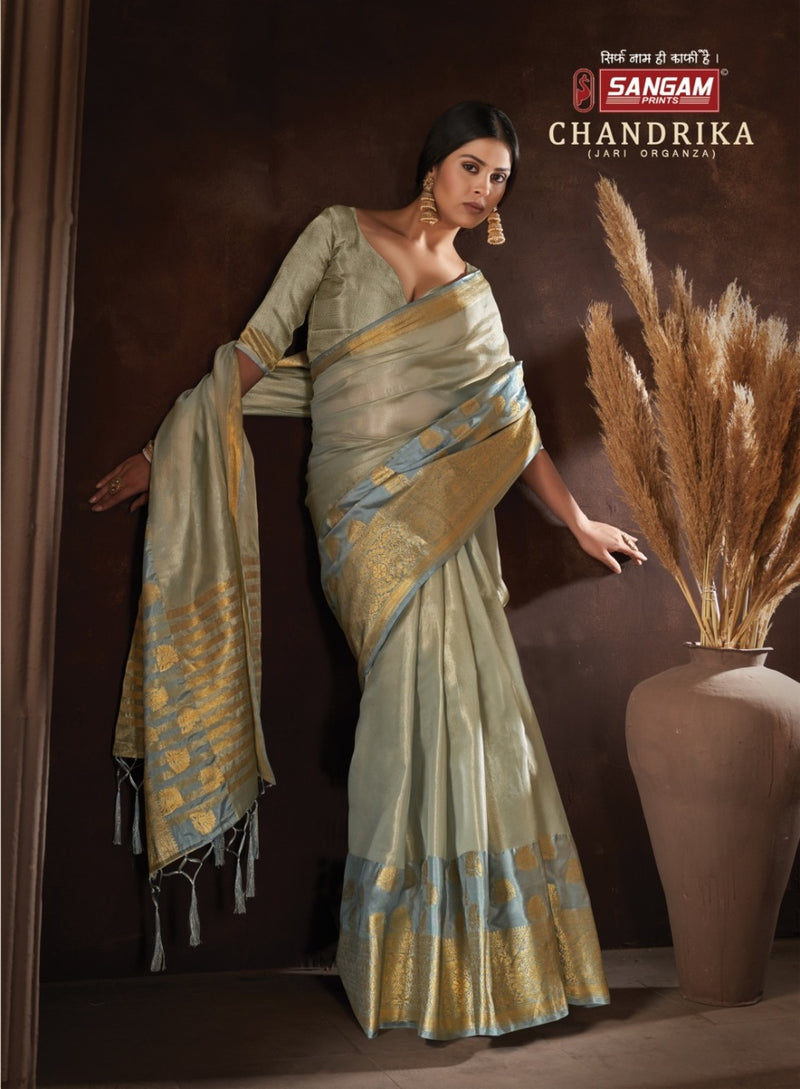 Sangam Prints Chandrika Organza Stylish Designer Festival Wear Printed Saree Collection