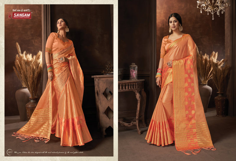 Sangam Prints Chandrika Organza Stylish Designer Festival Wear Printed Saree Collection