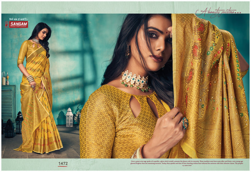 Sangam Prints Rajmahal Cotton Stylish Designer Modern Casual Wear Saree