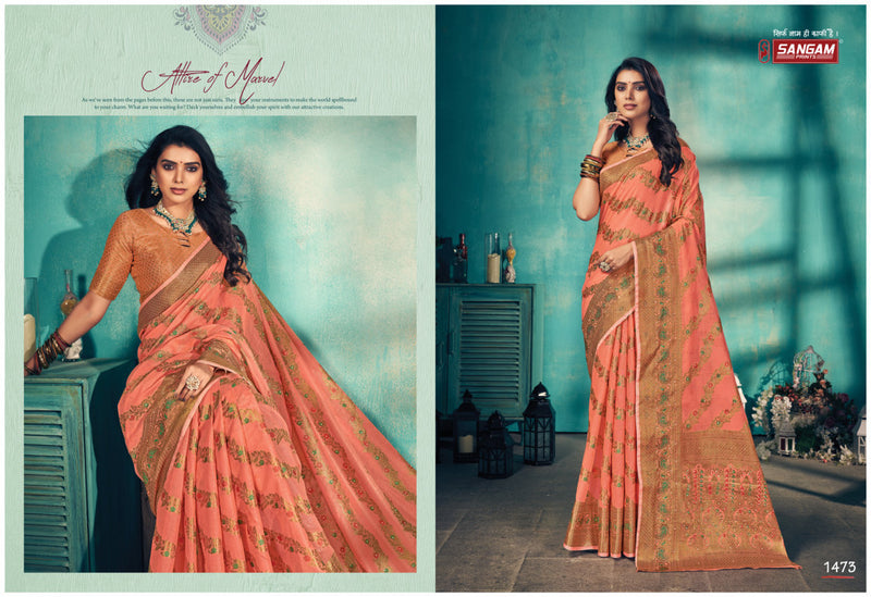 Sangam Prints Rajmahal Cotton Stylish Designer Modern Casual Wear Saree