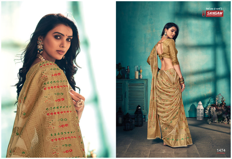 Sangam Prints Rajmahal Cotton Stylish Designer Modern Casual Wear Saree