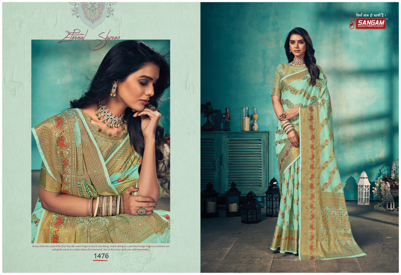 Sangam Prints Rajmahal Cotton Stylish Designer Modern Casual Wear Saree