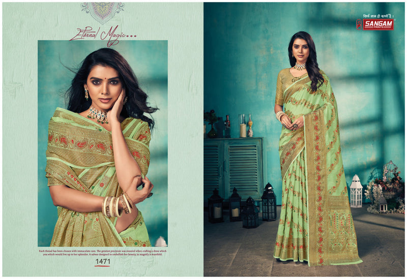 Sangam Prints Rajmahal Cotton Stylish Designer Modern Casual Wear Saree