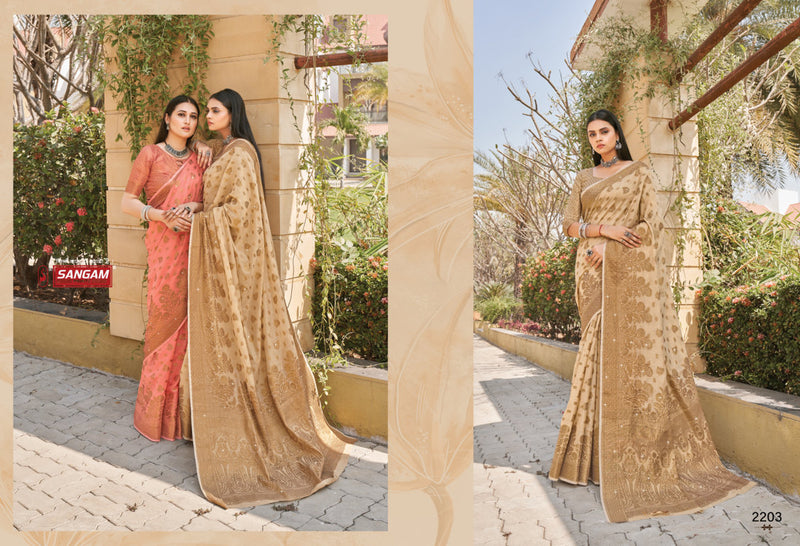 Sangam Prints Rajori Cotton Stylish Designer Festival Look Sarees