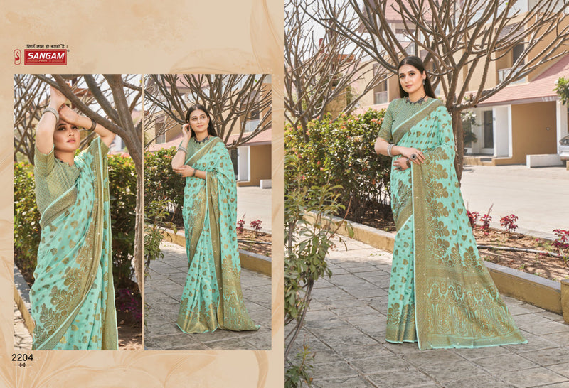 Sangam Prints Rajori Cotton Stylish Designer Festival Look Sarees