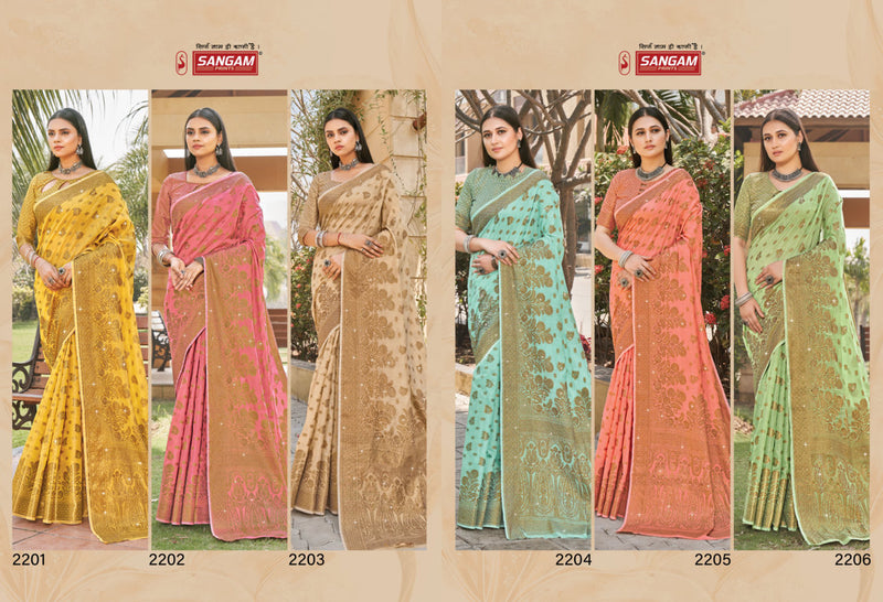 Sangam Prints Rajori Cotton Stylish Designer Festival Look Sarees