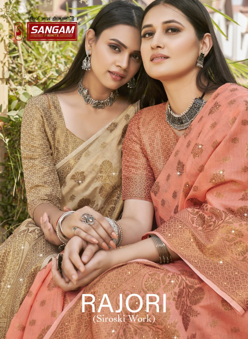 Sangam Prints Rajori Cotton Stylish Designer Festival Look Sarees