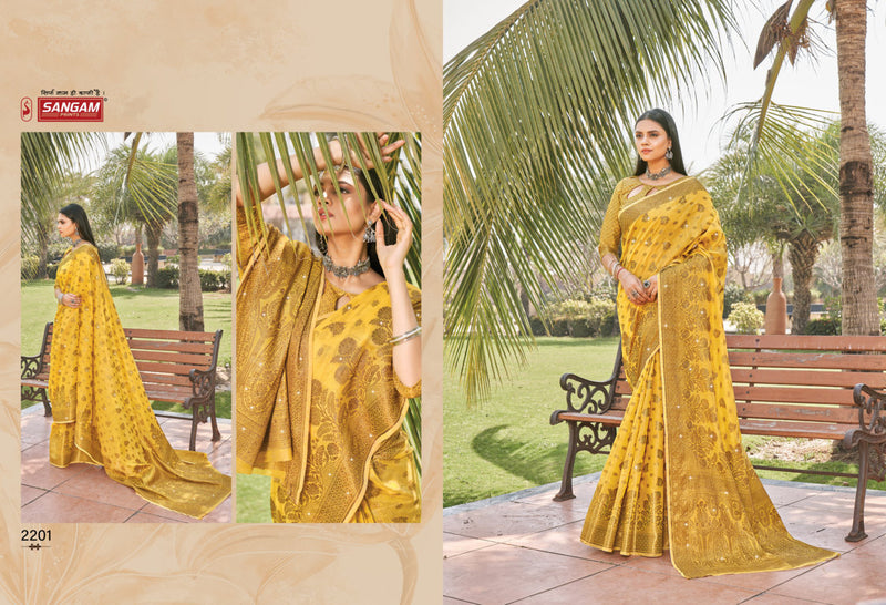 Sangam Prints Rajori Cotton Stylish Designer Festival Look Sarees