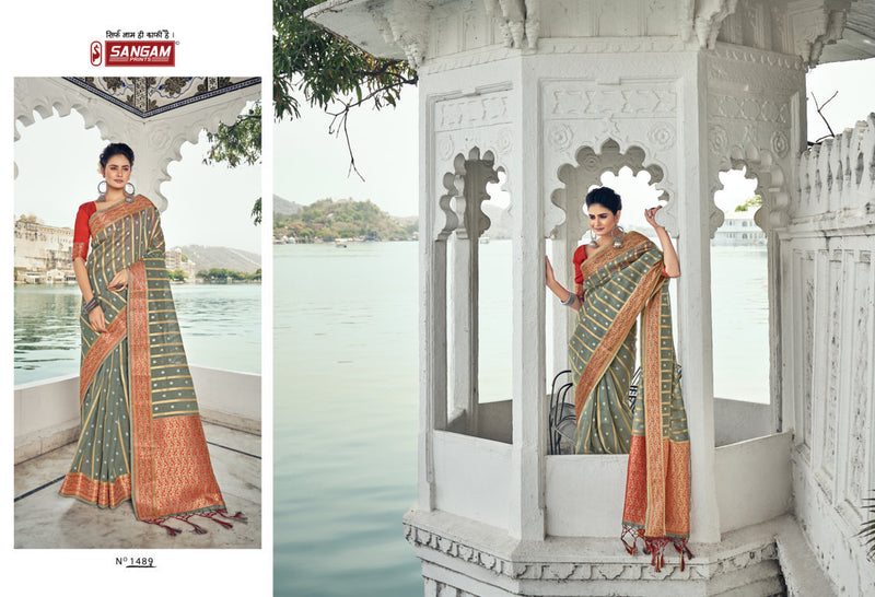 Sangam Prints Saraswati Organza Stylish Designer Festival Wear Heavy Look Sarees