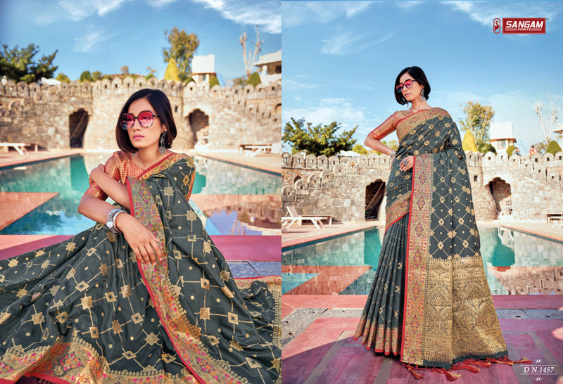Sangam Prints Vasudha  Banarasi Silk Stylish Designer Graceful Look Festival Wear Sarees