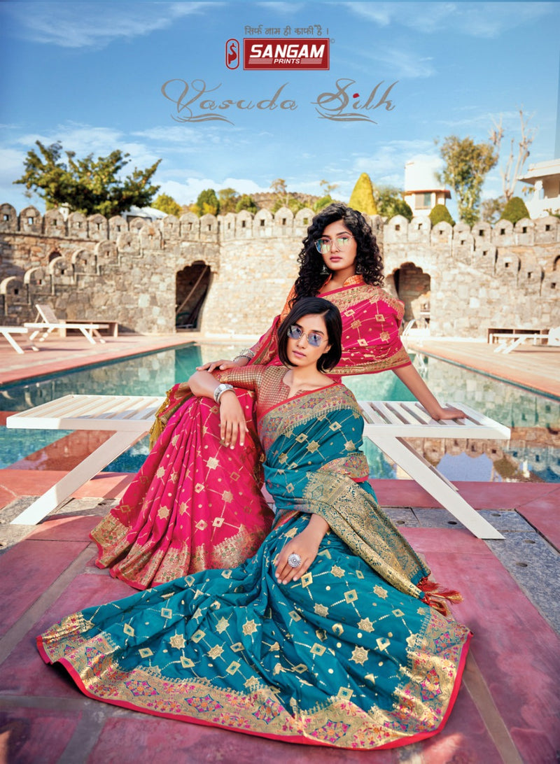 Sangam Prints Vasudha  Banarasi Silk Stylish Designer Graceful Look Festival Wear Sarees