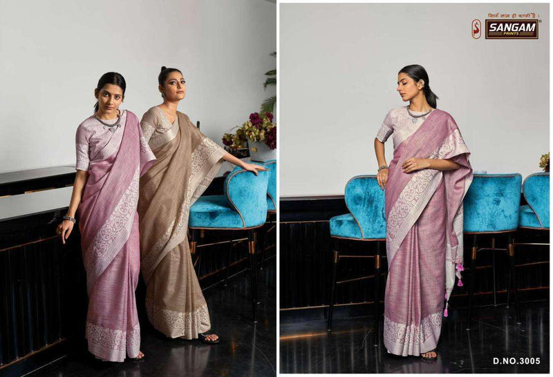 Sangam Prints Glory Linen Stylish Designer Casual Wear Sarees