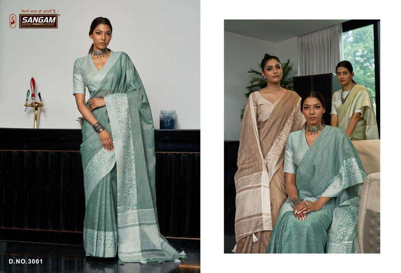 Sangam Prints Glory Linen Stylish Designer Casual Wear Sarees