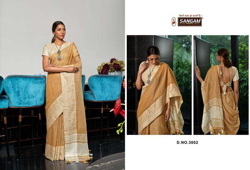 Sangam Prints Glory Linen Stylish Designer Casual Wear Sarees