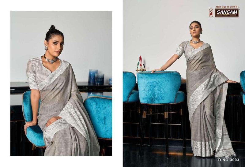 Sangam Prints Glory Linen Stylish Designer Casual Wear Sarees
