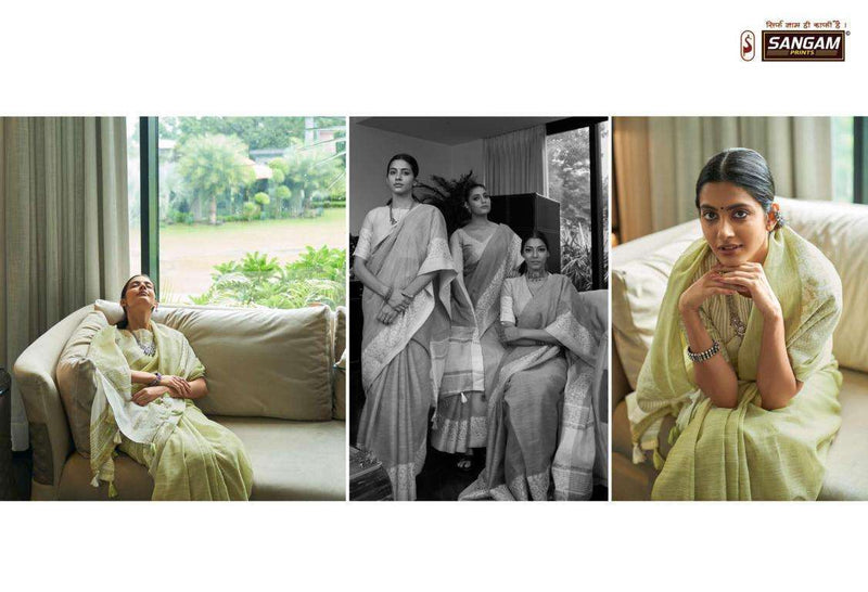Sangam Prints Glory Linen Stylish Designer Casual Wear Sarees
