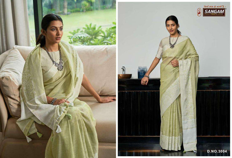 Sangam Prints Glory Linen Stylish Designer Casual Wear Sarees