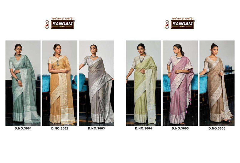 Sangam Prints Glory Linen Stylish Designer Casual Wear Sarees