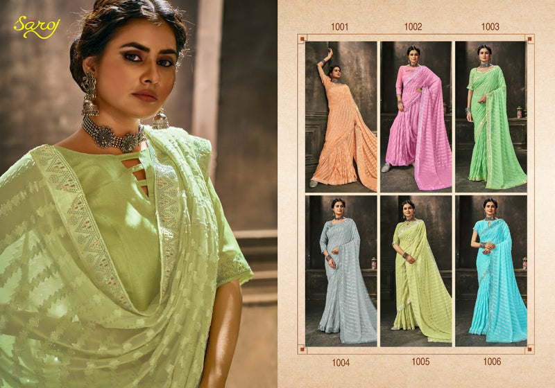 Saroj Laavnya Georgette With Jari Work Stylish Designer Party Wear Graceful Look Saree