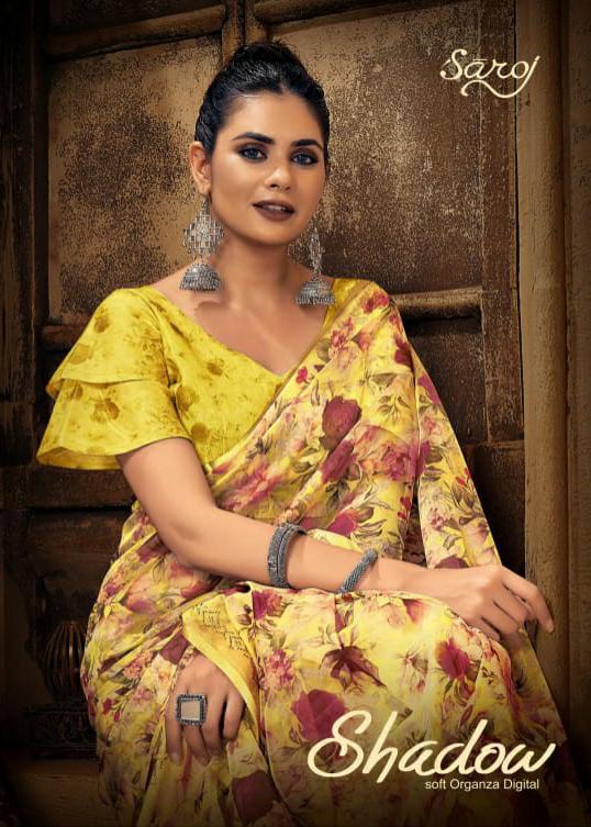 Saroj Shadow Organza With Pure Digital Print Stylish Designer Party Wear Gorgeous Look Saree