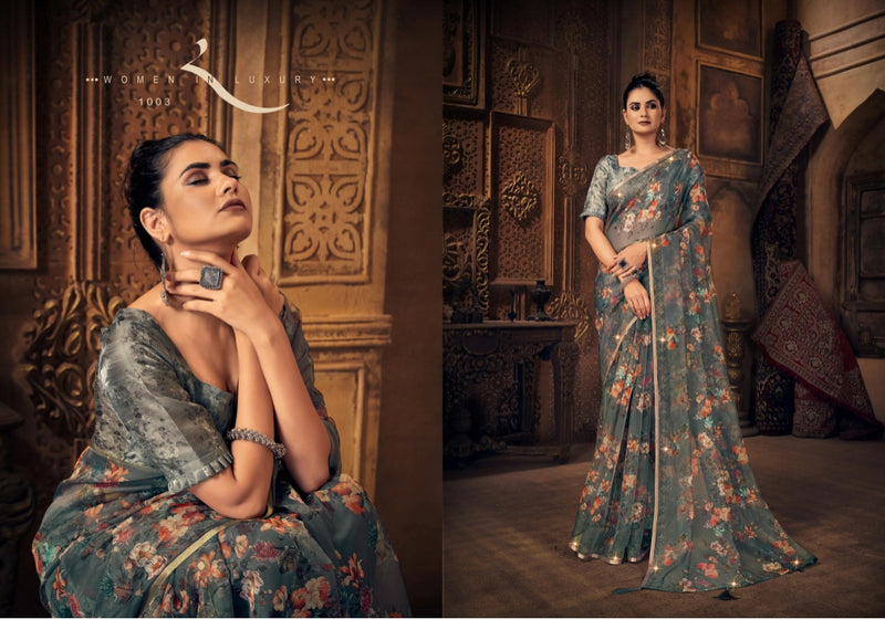 Saroj Shadow Organza With Pure Digital Print Stylish Designer Party Wear Gorgeous Look Saree