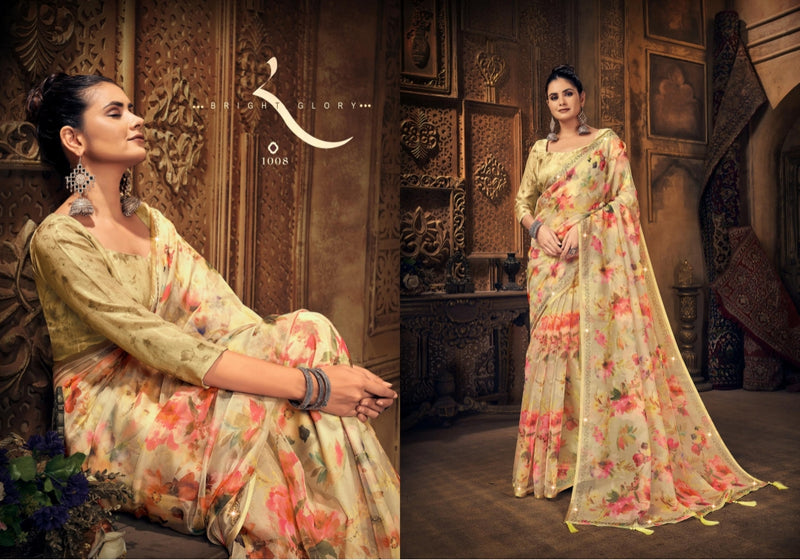 Saroj Shadow Organza With Pure Digital Print Stylish Designer Party Wear Gorgeous Look Saree