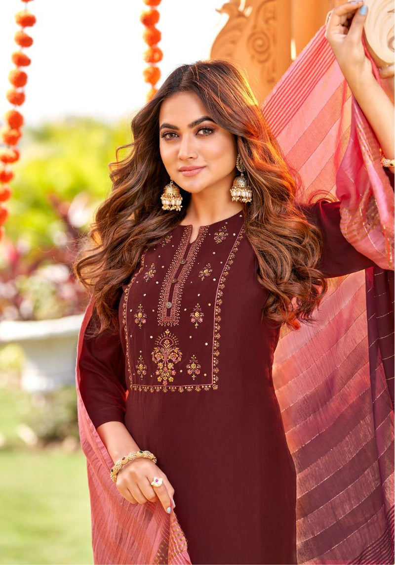Selesta Shehnaaz Chinon Silk Stylish Designer Wear Kurti