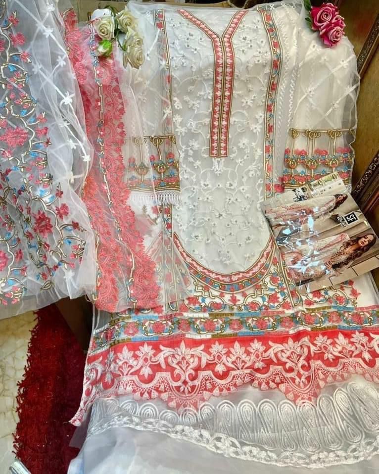 Sf Fashion Dno 104 Net With Heavy Embroidery And Moti Work Stylish Designer Party Wear Salwar Suit