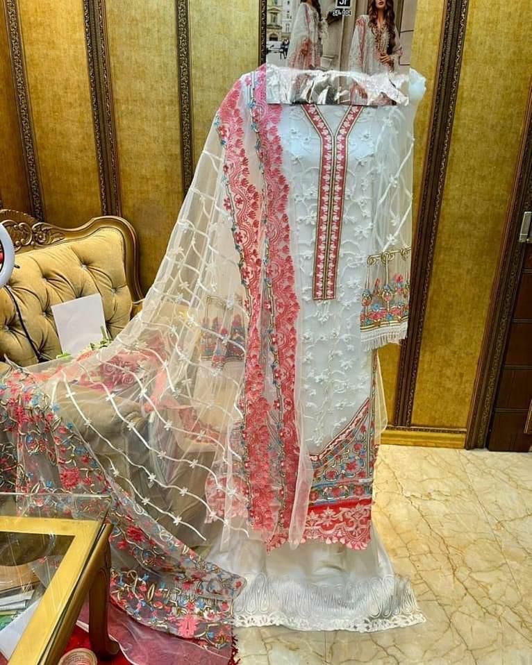 Sf Fashion Dno 104 Net With Heavy Embroidery And Moti Work Stylish Designer Party Wear Salwar Suit