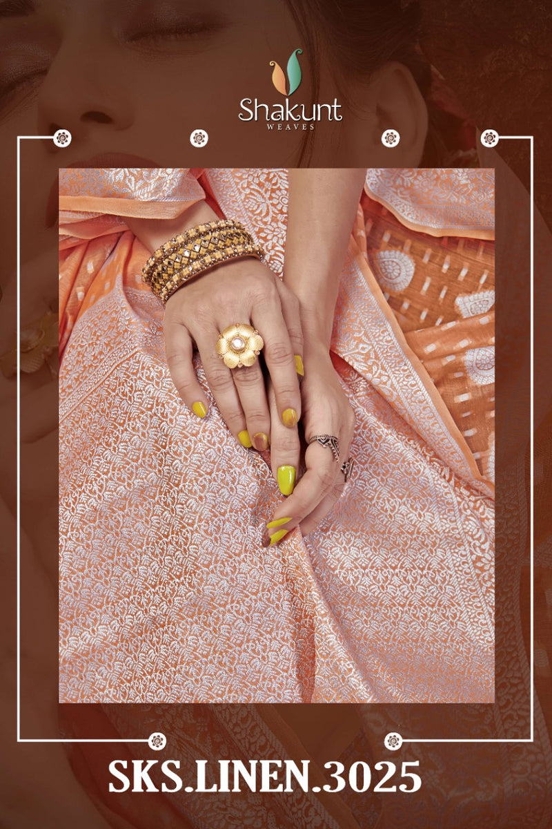 Shakunt Waves Sks 3025 Linen Stylish Designer Festival Wear Saree