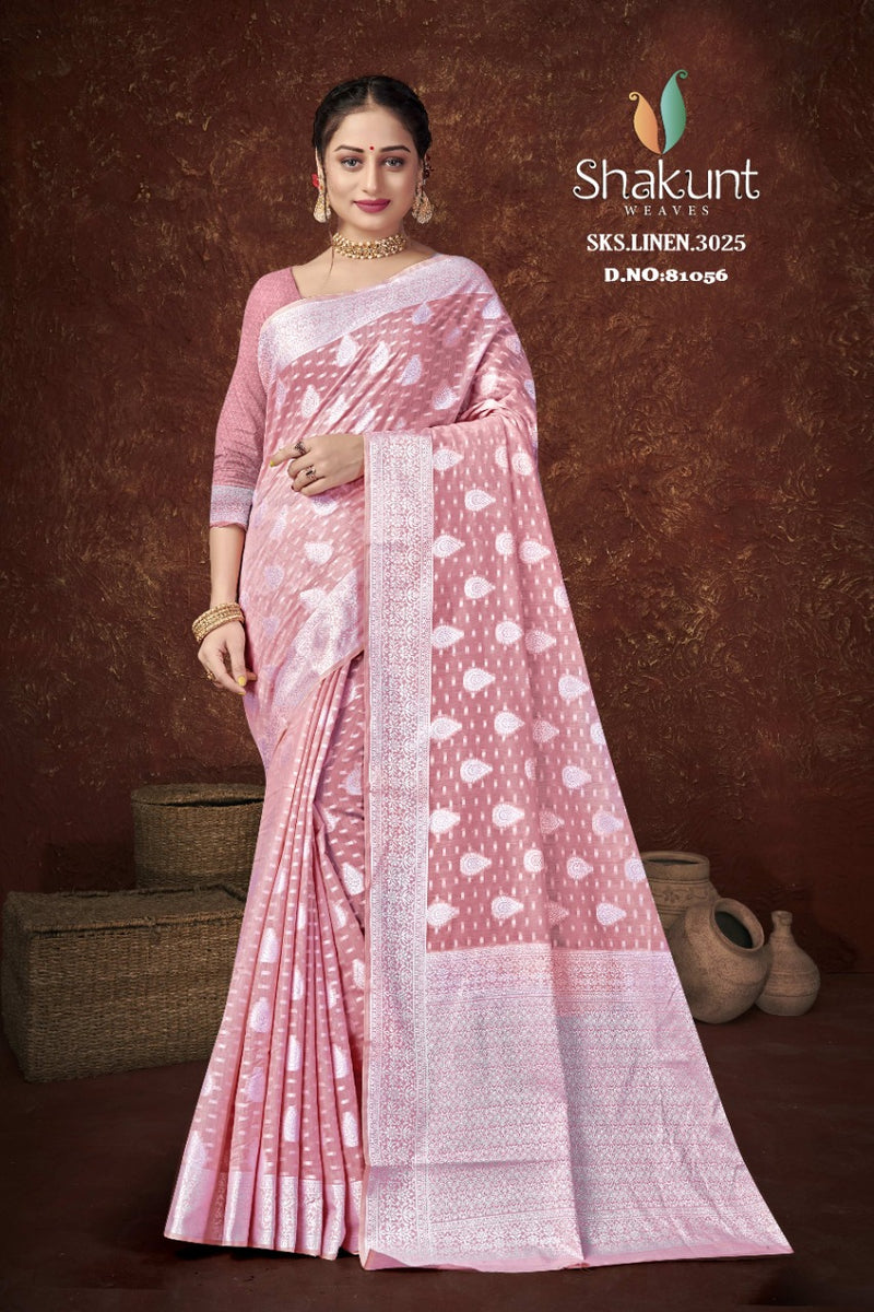 Shakunt Waves Sks 3025 Linen Stylish Designer Festival Wear Saree