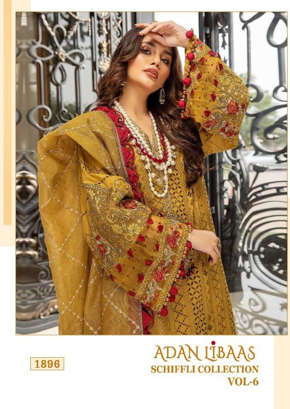 Shree Fab 1896  Adan Libaas Schiffli  Lawn Cotton Salwar Suit