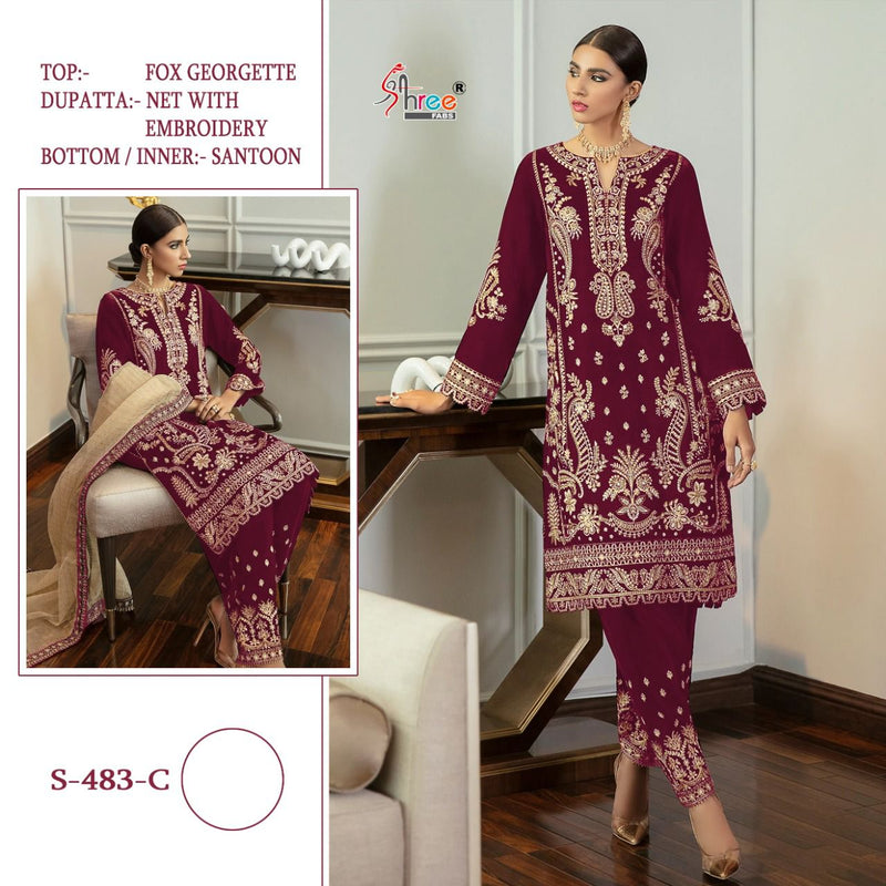 Shree Fab Dno S 483 C Georgette Stylish Designer Party Wear Salwar Suit