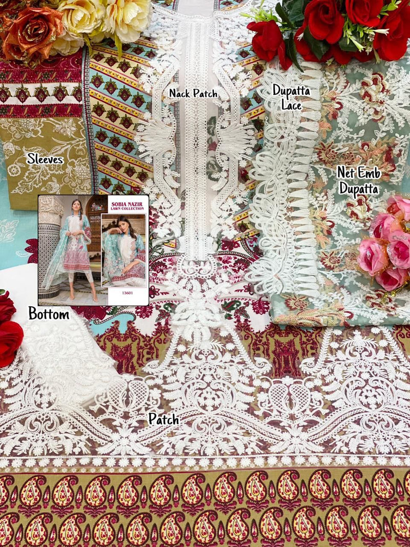 Shree Fab Sobia Nazir Lawn Collection 13601 Pure Lawn Cotton Salwar Suit