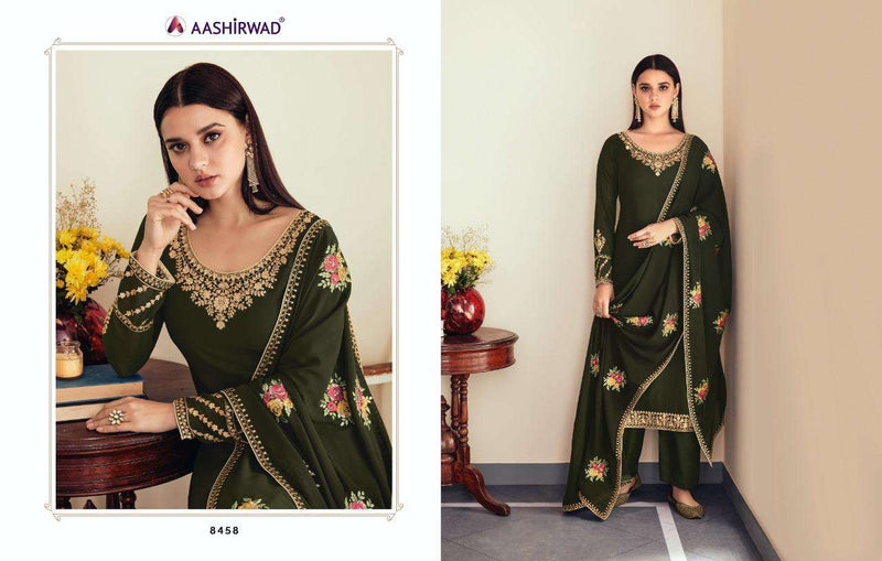 Aashirwad Sunehri Dno 8458 Georgette Stylish Designer  Party Wear Salwar Kameez