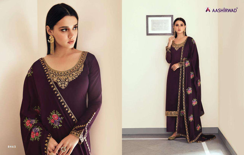 Aashirwad Sunehri Dno 8463 Georgette Stylish Designer Party Wear Salwar Kameez