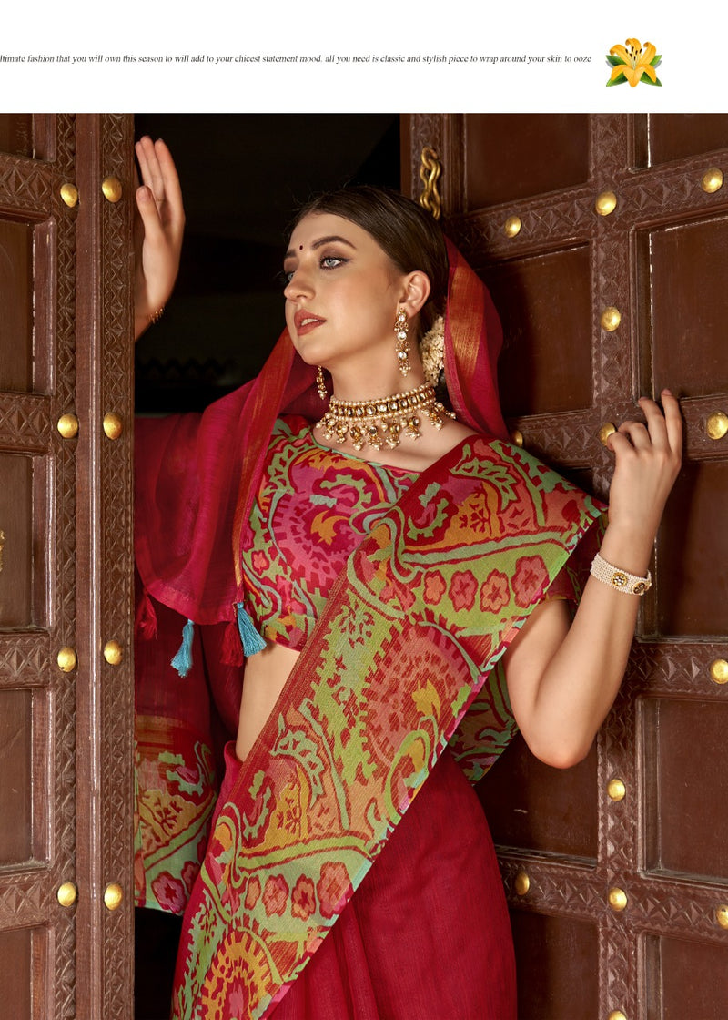 Trivani Saree Sannidhi Cotton Stylish Designer Festival Wear Printed Saree