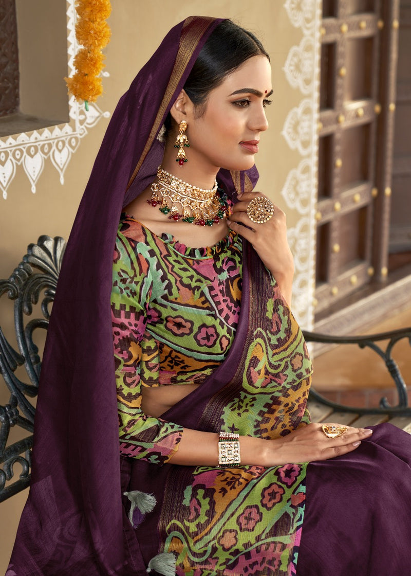 Trivani Saree Sannidhi Cotton Stylish Designer Festival Wear Printed Saree