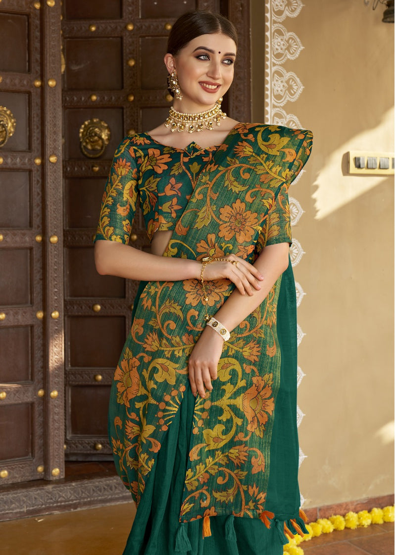 Trivani Saree Sannidhi Cotton Stylish Designer Festival Wear Printed Saree