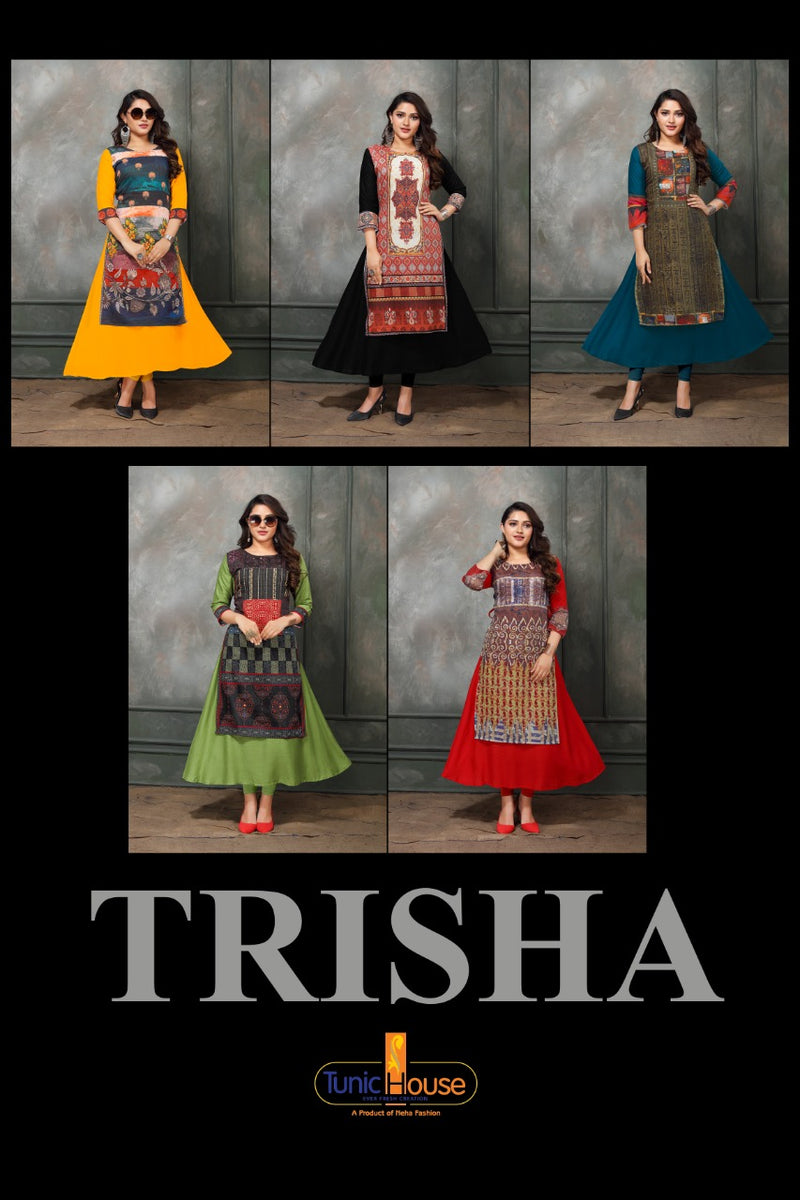 Tunic House Trisha Chanderi Silk With Digital Printed Stylish Designer Wear Kurti