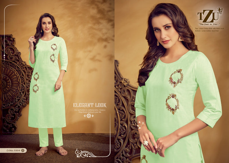 Tzu Amaya Linen Cotton Stylish Designer Casual Wear Kurti