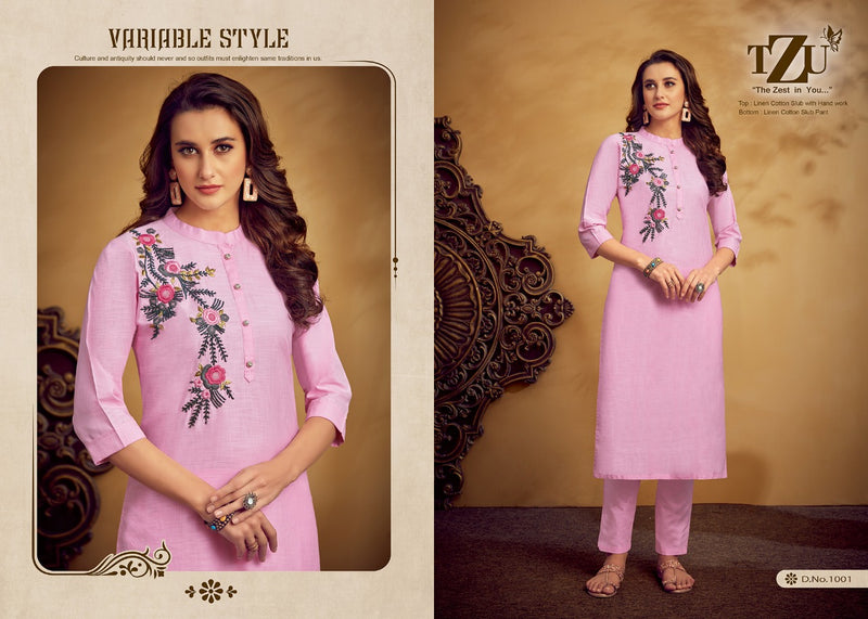Tzu Amaya Linen Cotton Stylish Designer Casual Wear Kurti